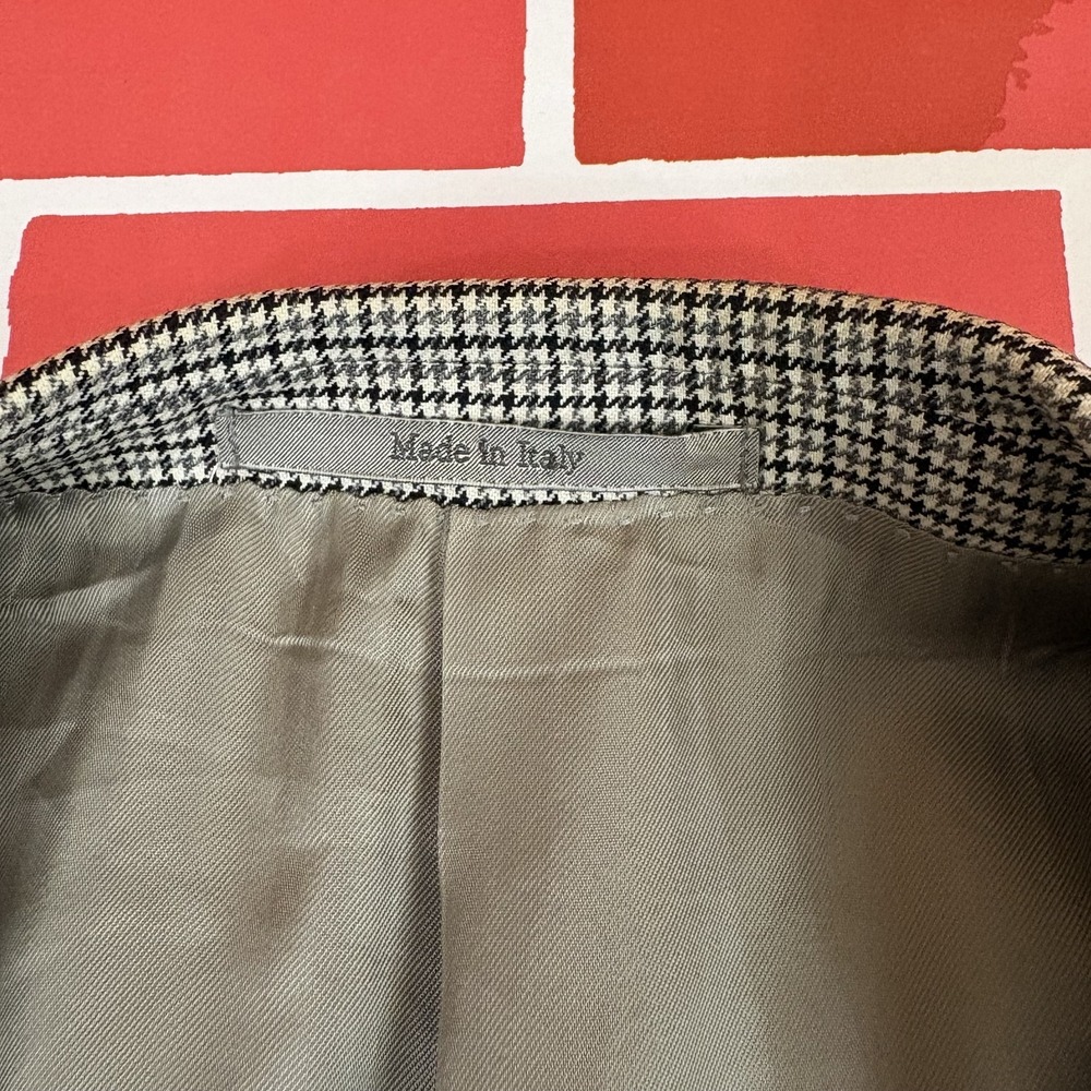 Ermenegildo Zegna Trofeo Blazer Houndstooth Sport Coat Men's 54 R Wool Black - Picture 2 of 13